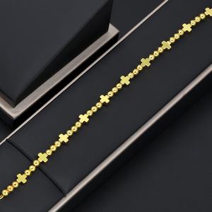 JXX 24K Gold Plated <b>Bead</b> <b>Bracelet</b> Trendy Fashion Jewelry with Brass Charm Chain & Link Style - Product Image 2