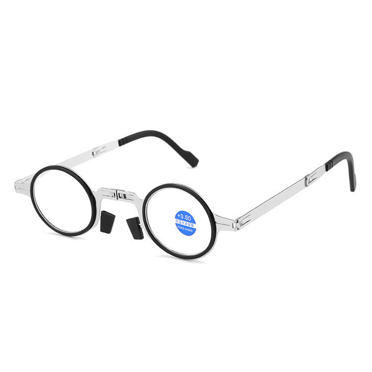 2-Pack Compact Folding Reading Glasses - Anti-Blue Light, Metal Frame W/ Carrying Case
