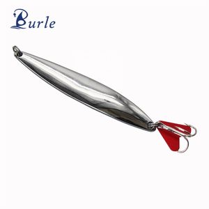 เหยื่อปลอมคุณภาพสูง OEM และมีสินค้าในสต็อก เหยื่อโลหะแบบช้อนรูปหัวใจสีแดง พร้อมขนนกและตะขอสามทาง - Product Image 1