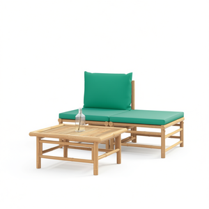 Set Lounge da Giardino in Bambù Verde, Arredamento da Esterno a 2 Posti, Design Elegante con Struttura in Legno Massello - Product Image 1