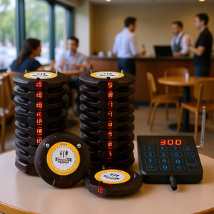 Sistema de Llamadores Inalámbricos para Restaurantes Vevor, 20 Llamadores, Funciona con Batería, Acabado Mate de Plástico Negro, para Servicio de Llamadas a Clientes - Product Image 2