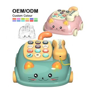 Jouet éducatif multifonctionnel pour bébé Zhorya, design de chat de dessin animé, jouets de téléphone à tirer pour enfant - Product Image 1