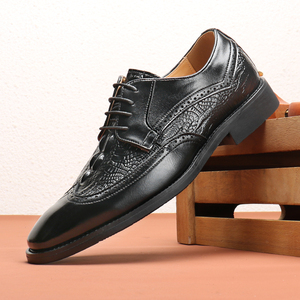 <span class=keywords><strong>Scarpe</strong></span> da <span class=keywords><strong>uomo</strong></span> Brogue con punta alare retrò da lavoro Oxford in pelle classica punta tonda con lacci da sposa <span class=keywords><strong>scarpe</strong></span> da Derby - Product Image 4