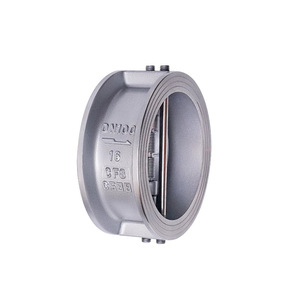 Vanne de retenue papillon à double disque en acier inoxydable, type Wafer, DN100 H77X-16P, joint souple, pour eau - Product Image 1