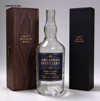 Bouteille à spiritueux vide en verre transparent 1L (1000ml) en verre silex de haute qualité pour whisky et vodka, étiquette personnalisée disponible