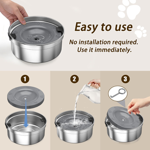 Distributeur d'eau pour chien en acier inoxydable grande capacité, bol flottant anti-déversement, matériau de qualité alimentaire, gamelle amovible pour animaux de compagnie - Product Image 2