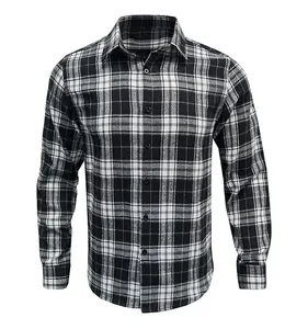 OEM/ODM camisa de franela cuadros para hombre المورد الصين صالح للجسم 3 درجات ألوان منقوشة محكم للرجال