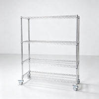 Étagère de rangement en acier au carbone chromé, robuste et réglable, avec roulettes et dimensions personnalisées, directement de l'usine