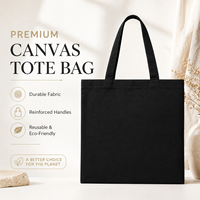 Schlichte Schwarze Canvas-Tragetasche Robuste Tasche mit Großer Kapazität für Arbeit, Einkaufen, Reisen, Fitness Blanko Individuell Bedruckbar Umweltfreundlich Wiederverwendbar