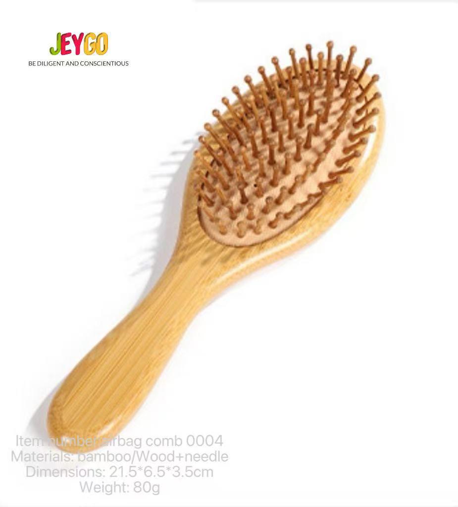 100% Biodegradable Bamboo Hair Brush Ecojeygo Series Bulk Wholesale Small Paddle Airbag Round Customizable Rubber