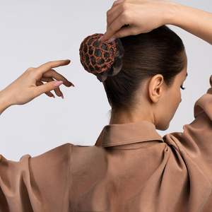 Cubierta de <span class=keywords><strong>moño</strong></span> de pelo para mujer, red elástica de ganchillo, redecilla para el pelo, <span class=keywords><strong>malla</strong></span> de punto, Red de estilo elástico profesional para mujer - Product Image 1
