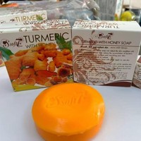 Savon Gommant Doux 7 au Curcuma et Miel, Savon Exfoliant Visage et Corps, Lissant, Éclaircissant et Illuminateur pour la Peau