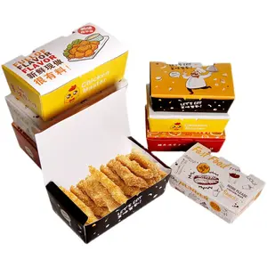 Customized Print Your Restaurant Name Food Grade Paper Packaging French Fried Chicken Chicken Nuggets Box
