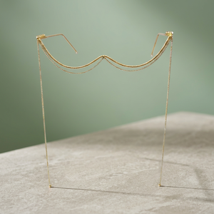 Gold Plated Facelet Chain Eyeglasses <b>Frames</b> Minimalist Woven Link Optical <b>Frame</b> for Women - Product Image 2