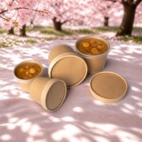 Bol en papier kraft, emballage circulaire pour soupe, barquette à soupe, boîte à lunch jetable pour la restauration rapide, conteneur à emporter