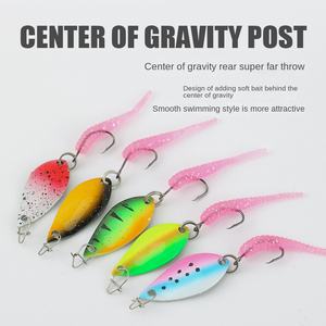 Requin écrémé 10 poulet voleur groupe <span class=keywords><strong>de</strong></span> pêche Double couleur Luya cheval bouche paillettes aiguille queue appât souple en plastique métal cuillère - Product Image 3