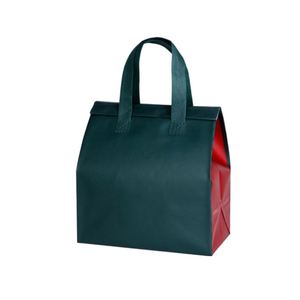 Sac isotherme réutilisable avec logo personnalisé rose, sac de livraison alimentaire non tissé avec lamination en feuille d'aluminium - Product Image 3