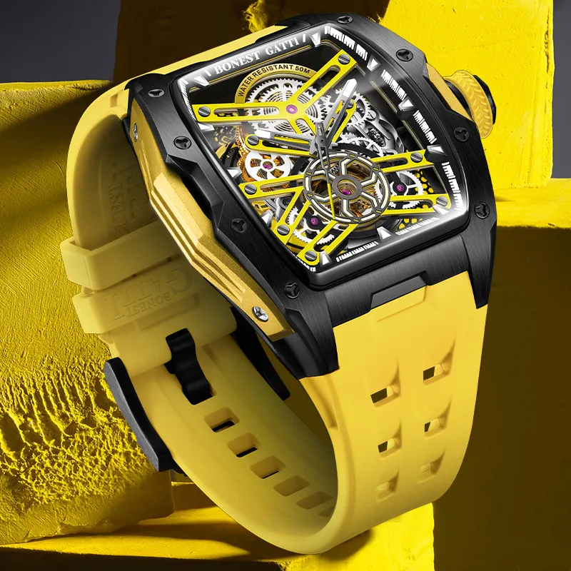 Luxury Rubber Waterproof Brand Hands Wristwatches Custom Logo Wrist Mens Watch Stainless Steel Case Fashion Watches