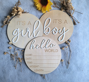 DAMAI - Placas Circulares de Madera Desechables para Niños, Decoración para Fiestas de Revelación de Género, Letreros Decorativos - Product Image 3