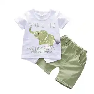새로운 패션 트렌드 어린이 의류 티셔츠 사랑스러운 소년 아기 정장 0-4 세 여름 옷