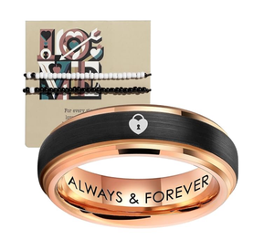 Joyería <span class=keywords><strong>de</strong></span> tungsteno personalizada <span class=keywords><strong>de</strong></span> 6MM y 8MM, anillo con letras personalizadas, anillo <span class=keywords><strong>de</strong></span> boda <span class=keywords><strong>de</strong></span> promesa, bandas <span class=keywords><strong>de</strong></span> compromiso con acabado satinado mate <span class=keywords><strong>de</strong></span> <span class=keywords><strong>oro</strong></span> rosa negro - Product Image 3