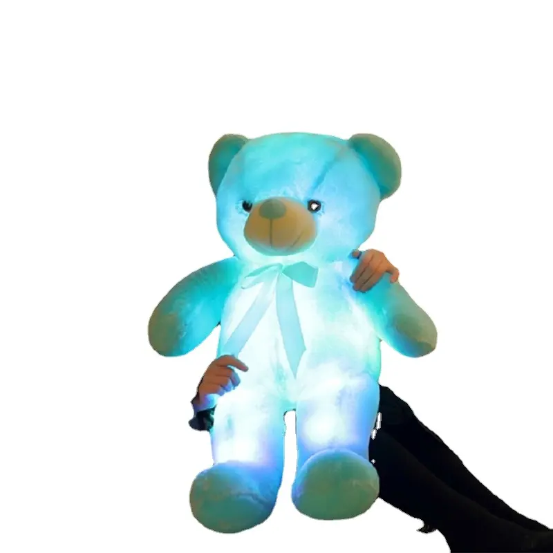 LED Musical Teddy Bear peluche elettronico peluche con luce colorata incandescente regalo di natale per cuscino per bambini