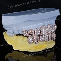 Grillz Hip Hop pour Hommes en Argent S925, Certifié par un tiers, avec Dents à Taille Brillante VVS, pour la troisième molaire