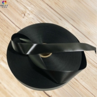 Ruban de satin en polyester à bord tissé noir simple face de 40 mm * 200 m en gros pour étiquette d'entretien