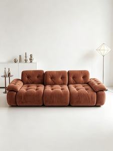 Sofá Modular de 3 Plazas Tapizado en Corduroy Premium Estilo Mid-Century para Sala de Estar - Product Image 5