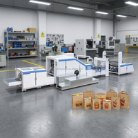 Machines entièrement automatiques pour la fabrication de sacs en papier, sacs de shopping, emballages, sacs en papier kraft à fond carré couleur kaki, haute vitesse