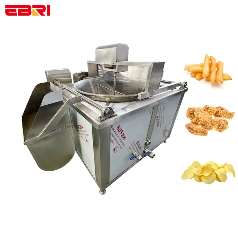 2023 304 Stainless Steel Factory Supply Food Snacks Deep Frying Machine Automatic Stirring Chin Chin Pellet Churros Batch Fryer