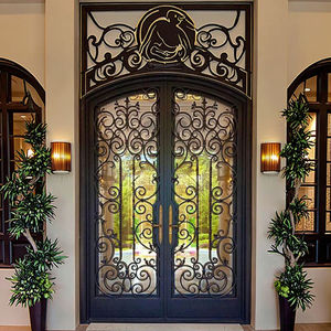 أبواب حديدية مزدوجة أنيقة مخصصة أبواب حديدية أمامية من الفولاذ الحراري للمنازل في لوس أنجلوس - Product Image 4