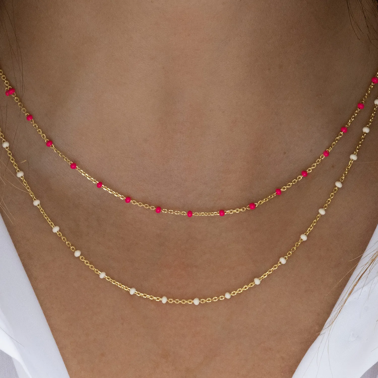 Zierliche Ladies-Emaille-Halsband wasserdichter Schmuck Charme dünn vergoldete Edelstahlkette Halskette