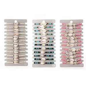 12 unids/set moda Color de la mezcla de pulseras para las mujeres niño ajustable encantos cuerda cadena tobilleras Boho de la joyería de la muchacha
