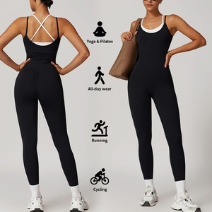 Nouveau logo personnalisé Combinaison de fitness une pièce Combinaison de yoga couleurs contrastées Combinaison de sport à séchage rapide Barboteuses Combinaison d'entraînement pour femmes - Product Image 3