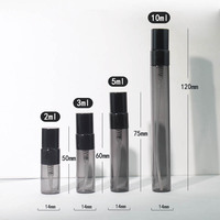 Flacons pulvérisateurs de parfum en verre transparent noir avec buse en aluminium de 2 ml, 3 ml, 5 ml, 10 ml, forme cylindrique, à pression