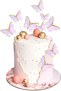Penjualan laris 3D dekorasi kue kupu-kupu hidup 10 buah/Set Kit atasan Cupcake kue ukuran campur