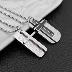 Classic Fashion Custom Smooth Dog Tags Pendant Stainless Steel Cross Enamel <b>Necklace</b> <b>for</b> <b>Men</b> - Product Image 6