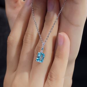 Bijoux Messi MSN-775 Or blanc 18 carats Aquamarine de laboratoire Saphir de laboratoire Bijoux fins Pendentifs - Product Image 1