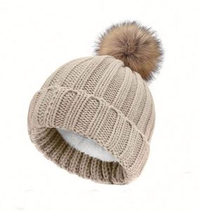 2024 Autumn Winter Children <b>Hat</b> Fashion Hairball Velvet Thickened Warm Women Kids Knitted Beanie Cap <b>Hat</b> - Product Image 2
