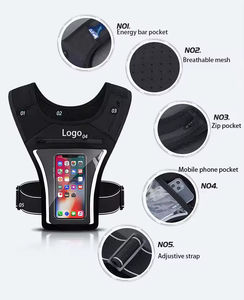 유행 반사 러닝 조끼 500ml 수화 병 방수 스판덱스 소재 가슴 팩 조깅을위한 전화 홀더 - Product Image 3