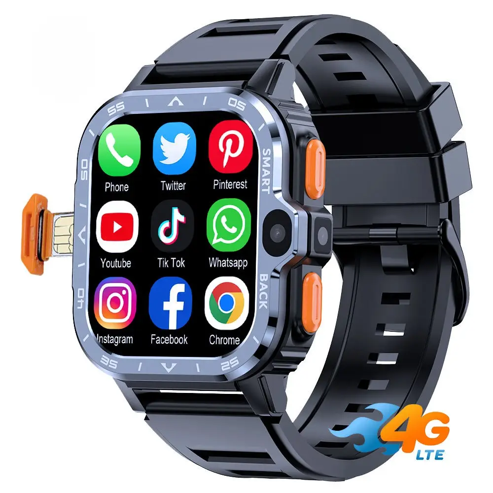 4G Nieuwste Topkwaliteit 2G + 16G Mobiele Telefoon Smart Watch Android Touchscreen Smartwatch Met Hartslagmeting Pgd