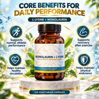 Capsules de monolaurine L-Lysine OEM, capsules végétariennes, 120 unités, complément alimentaire nutritionnel quotidien