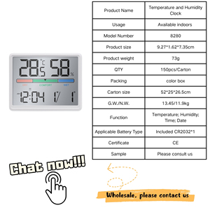 Đa chức năng trong nhà nhiệt độ độ ẩm màn hình đồng hồ C/F LCD màn hình hộ gia đình Nhiệt kế ẩm kế - Product Image 4
