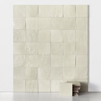 Carreaux muraux carrés en céramique de style Zellige, faits à la main, en crème ivoire, pour salle de bain, cuisine, crédence, décoration murale