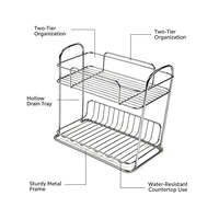 Étagère métallique multifonctionnelle à 2 niveaux pour la cuisine, les pots à épices, les articles de toilette de salle de bain, rangement sur comptoir