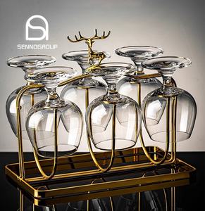 Ensembles de <span class=keywords><strong>verres</strong></span> à vin rouge à pieds courts de luxe <span class=keywords><strong>verres</strong></span> à vin de Bourgogne à cognac à tige épaissie avec porte-gobelet en métal - Product Image 1