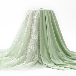 Braut-Hochzeits-Feenvorhangstoff 3D-Stickerei Blumenmuster Mesh-Pailletten-Spitze 100% Polyester Atmungsaktiv Umweltfreundlich Schnelltrocknend Jungen - Product Image 6