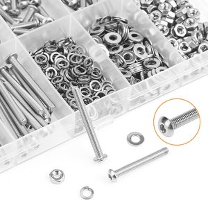 Kit de tuercas y arandelas para tornillos hexagonales de cabeza abombada M3, acero inoxidable 304, métrico M3x6 8 12 16 20 25 30 mm - Product Image 2