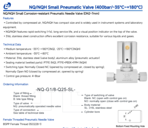 Pour équipement : Vannes de régulation pneumatiques en acier inoxydable 316L résistant à la corrosion, vanne à <span class=keywords><strong>globe</strong></span>, vanne à aiguille, 400 bars, BSPP, eau - Product Image 2